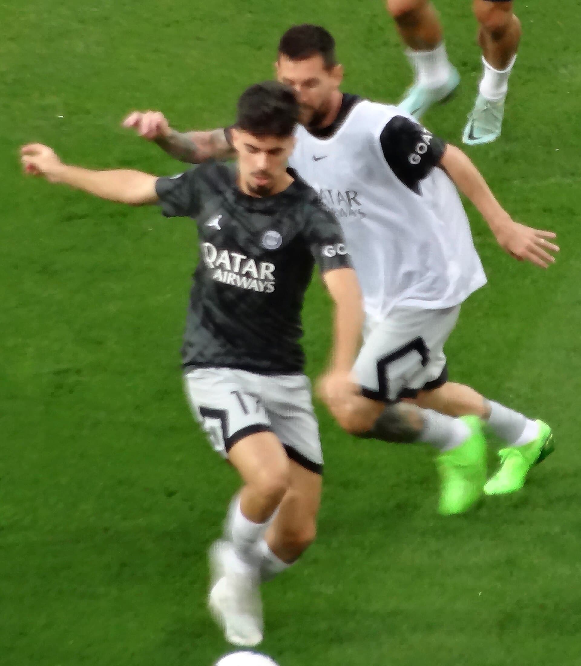 Portuguese midfielder Vitinha in a PSG shirt on the pitch
