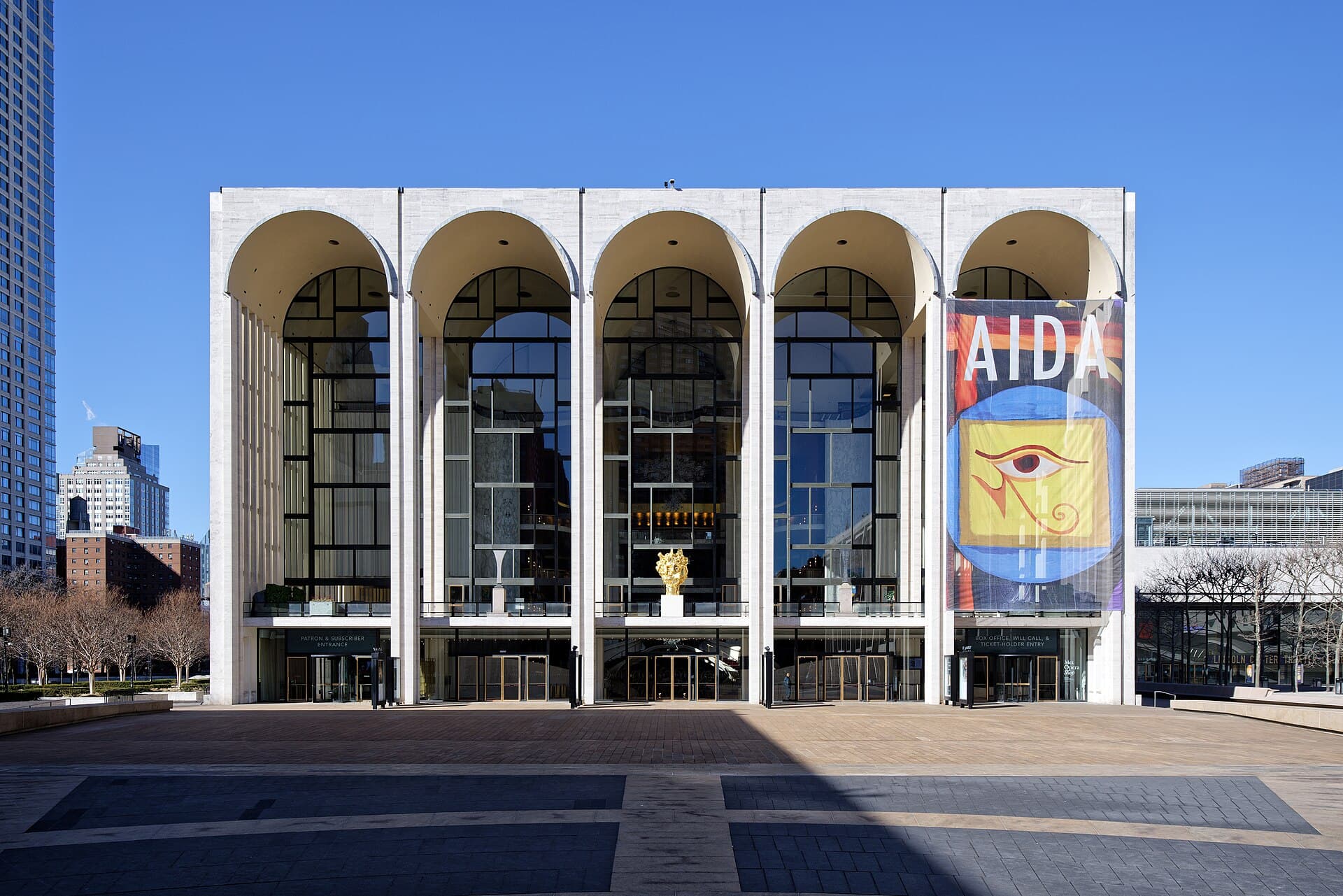 The facade of the Metropolitan Opera House at Lincoln Center, New York