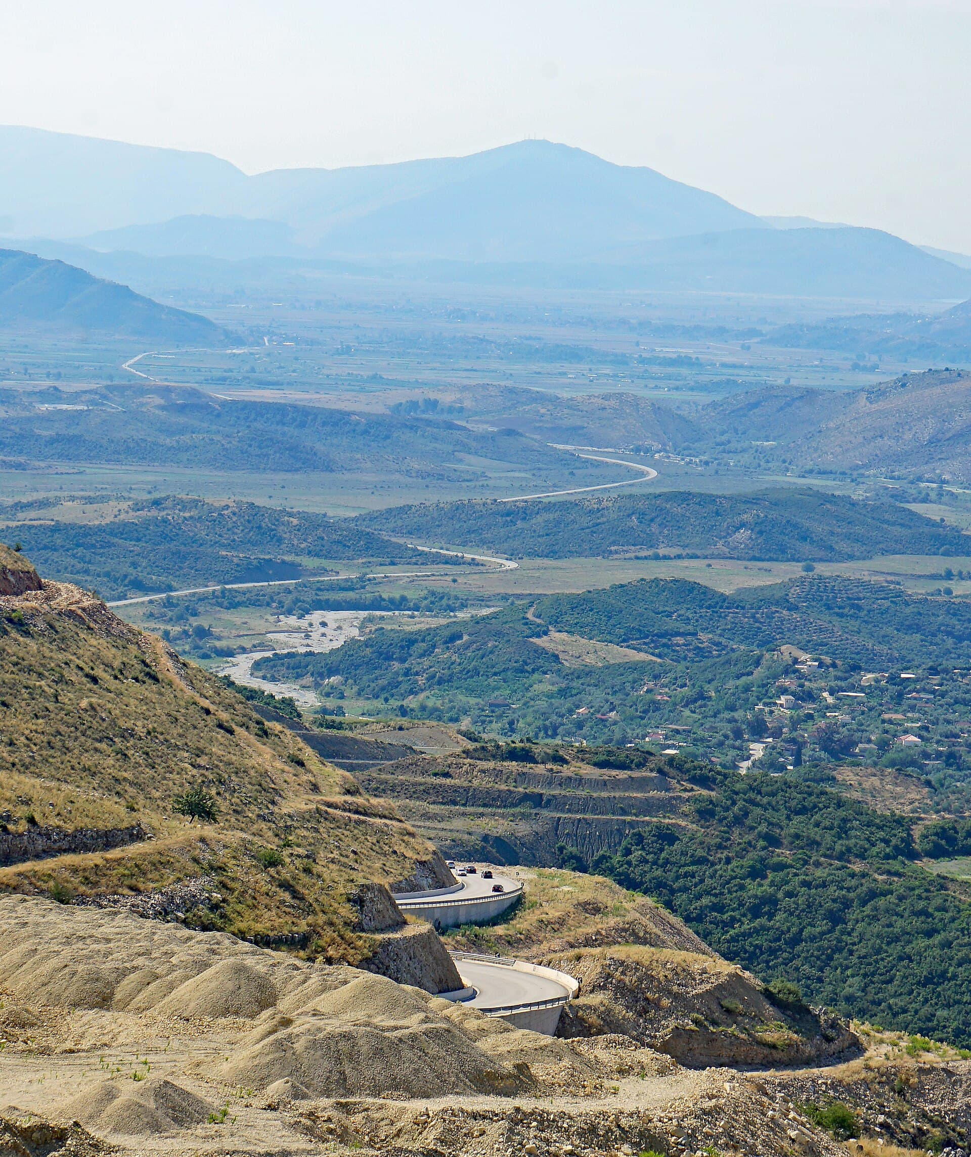 The bends of the new Kardhiq–Delvina road in southern Albania