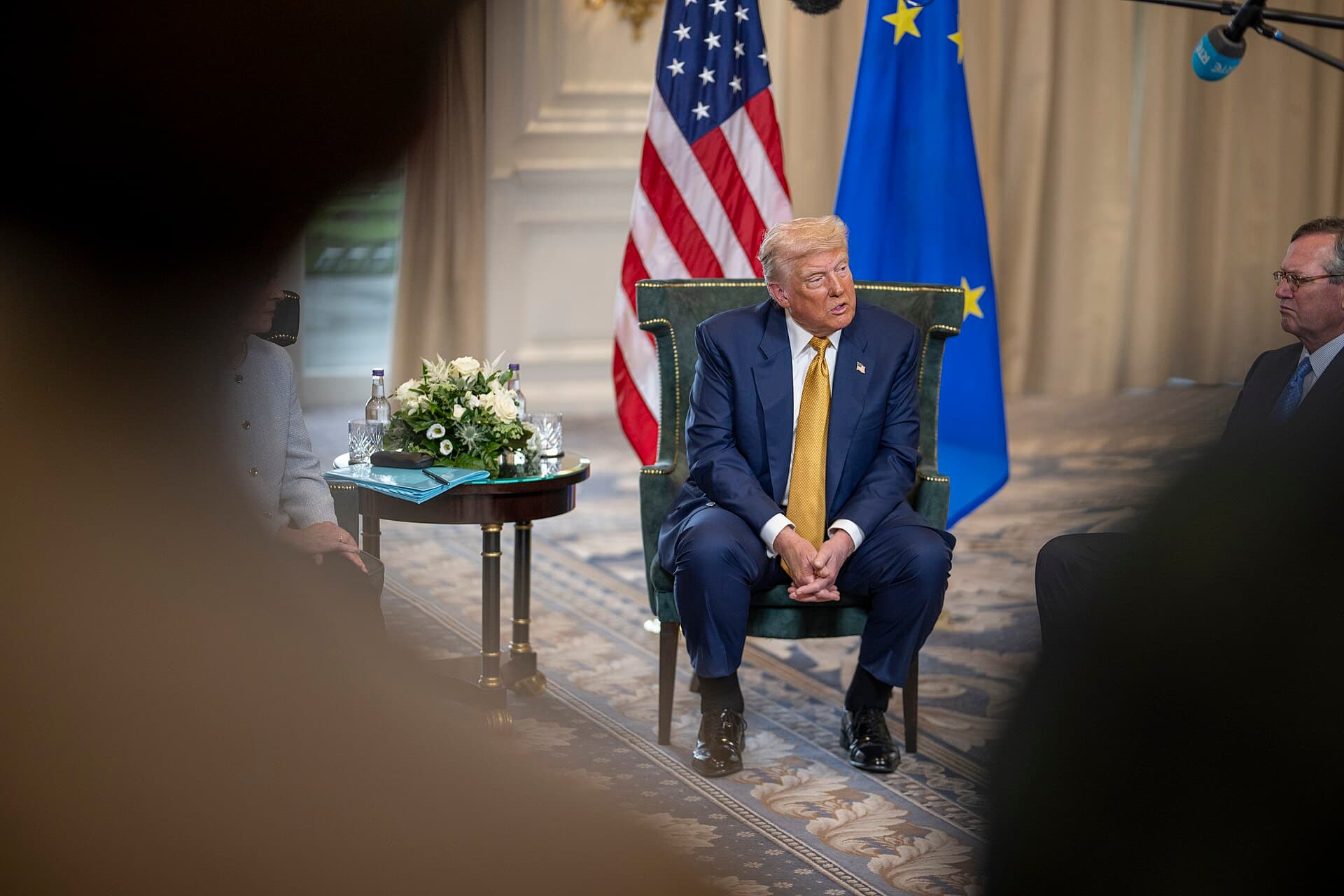Presidenti amerikan Donald Trump flet para shtypit në Skoci, korrik 2025